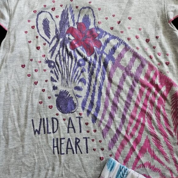 * ST. EVE Gray Zebra Print Shortie Pajamas Girls Size 7-8 WILD AT HEART - Picture 2 of 4